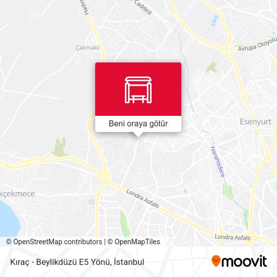 Kıraç - Beylikdüzü E5 Yönü harita