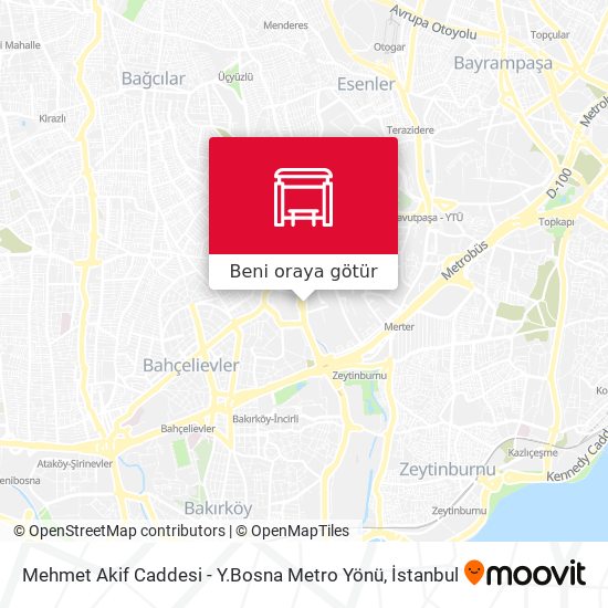Mehmet Akif Caddesi - Y.Bosna Metro Yönü harita