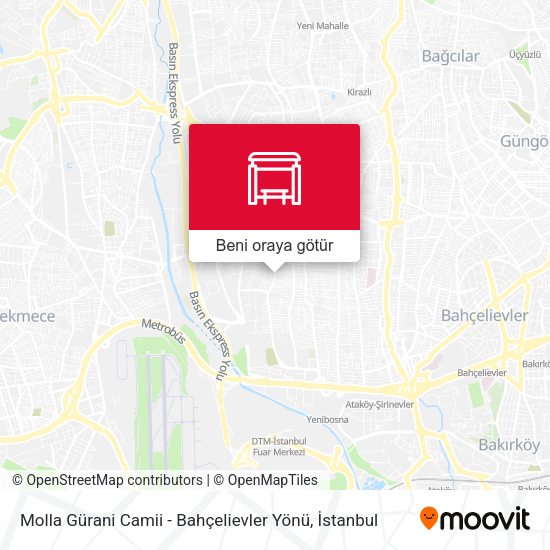 Molla Gürani Camii - Bahçelievler Yönü harita