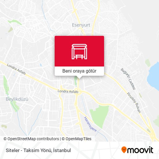 Siteler - Taksim Yönü harita