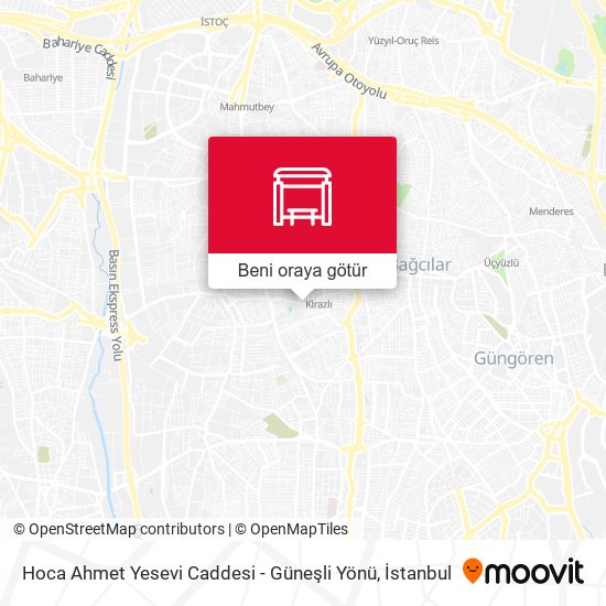 Hoca Ahmet Yesevi Caddesi - Güneşli Yönü harita