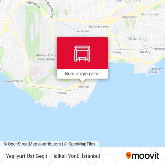Yeşilyurt Üst Geçit - Halkalı Yönü harita