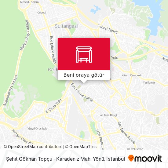 Şehit Gökhan Topçu - Karadeniz Mah. Yönü harita