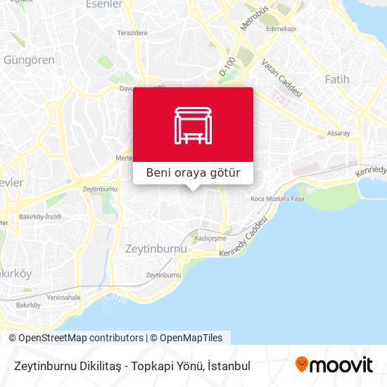 Zeytinburnu Dikilitaş - Topkapi Yönü harita