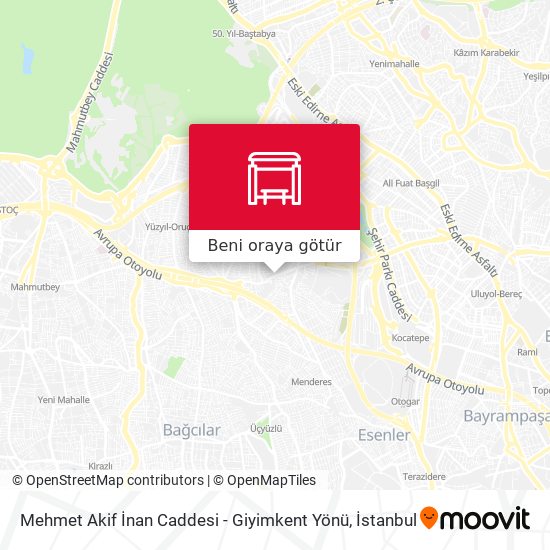 Mehmet Akif İnan Caddesi - Giyimkent Yönü harita