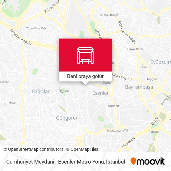 Cumhuriyet Meydani - Esenler Metro Yönü harita