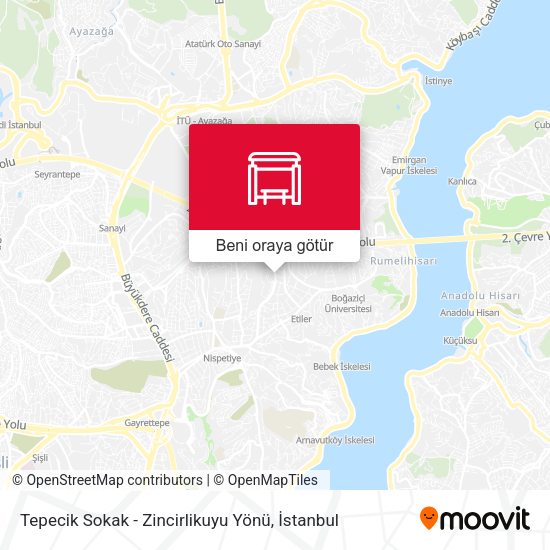 Tepecik Sokak - Zincirlikuyu Yönü harita