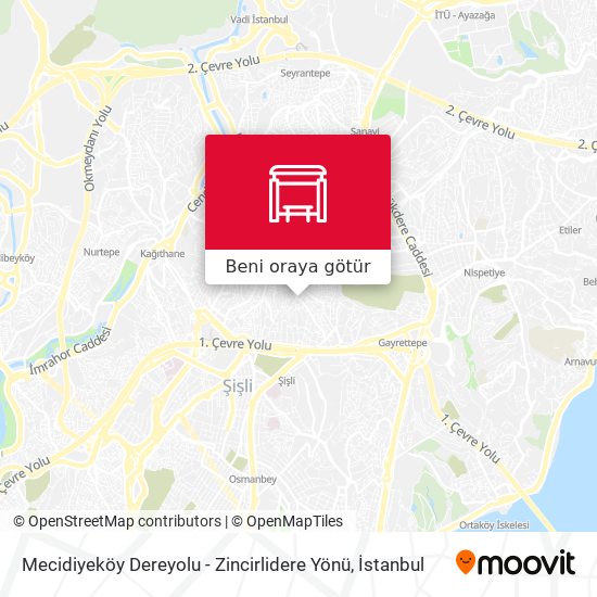 Mecidiyeköy Dereyolu - Zincirlidere Yönü harita