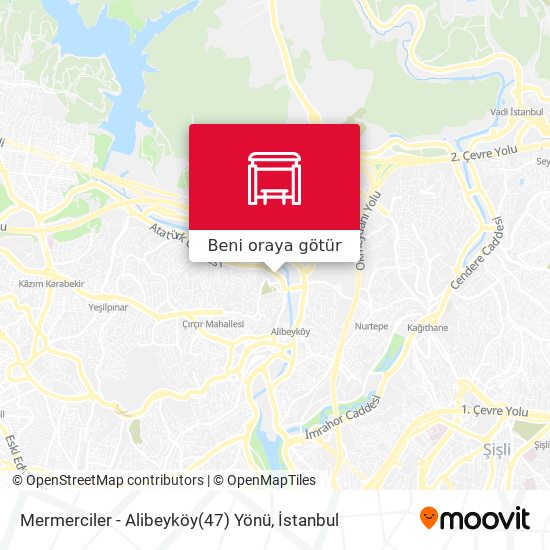 Mermerciler - Alibeyköy(47) Yönü harita