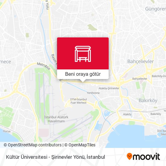 Kültür Üniversitesi - Şirinevler Yönü harita