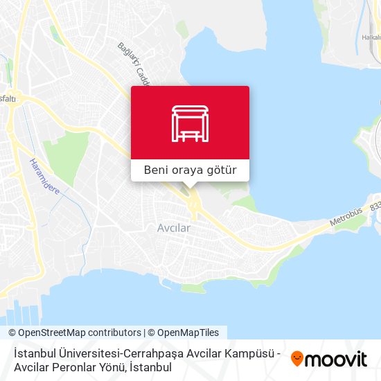 İstanbul Üniversitesi-Cerrahpaşa Avcilar Kampüsü - Avcilar Peronlar Yönü harita