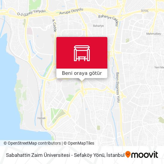 Sabahattin Zaim Üniversitesi - Sefaköy Yönü harita