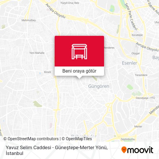Yavuz Selim Caddesi - Güneştepe-Merter Yönü harita
