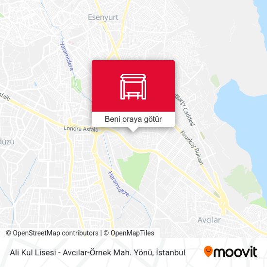 Ali Kul Lisesi - Avcılar-Örnek Mah. Yönü harita