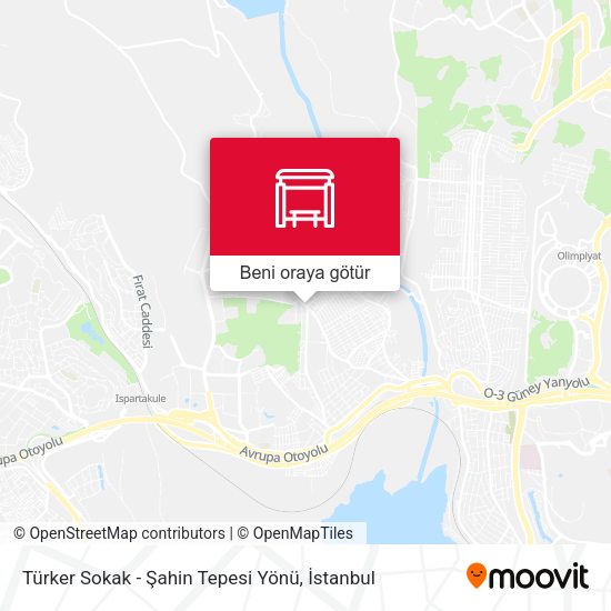 Türker Sokak - Şahin Tepesi Yönü harita