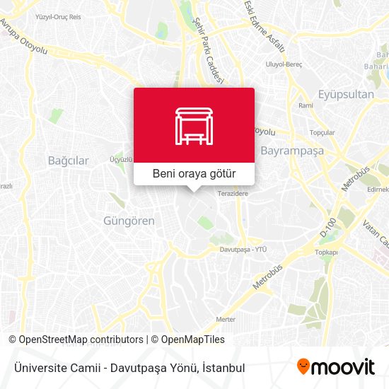 Üniversite Camii - Davutpaşa Yönü harita