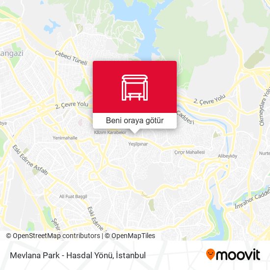 Mevlana Park - Hasdal Yönü harita
