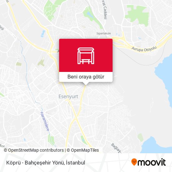 Köprü - Bahçeşehir Yönü harita
