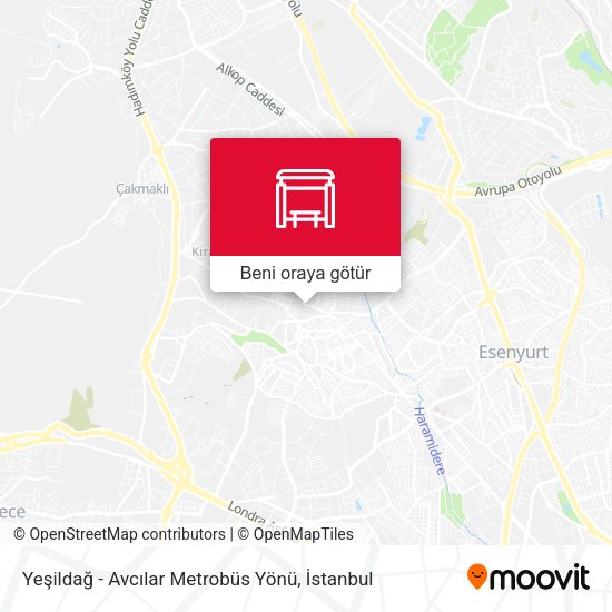 Yeşildağ - Avcılar Metrobüs Yönü harita