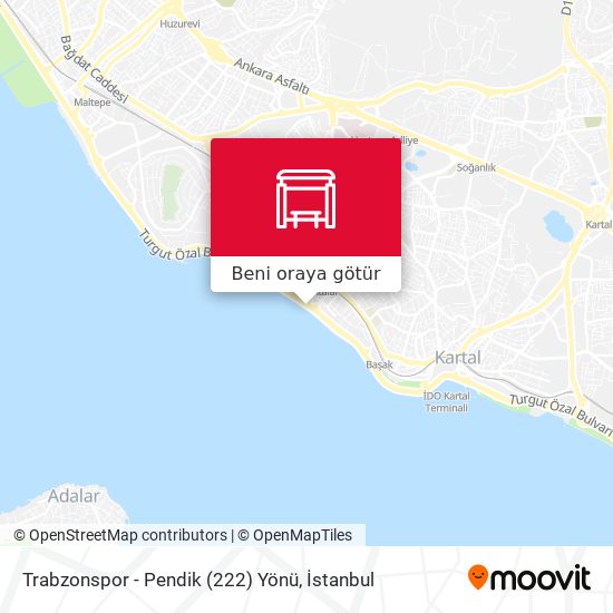 Trabzonspor - Pendik (222) Yönü harita