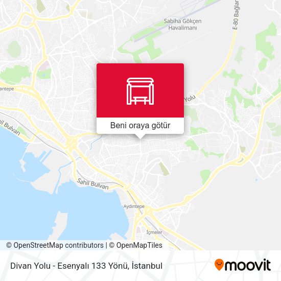 Divan Yolu - Esenyali 133 Yönü harita