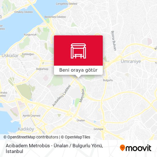 Acibadem Metrobüs - Ünalan / Bulgurlu Yönü harita