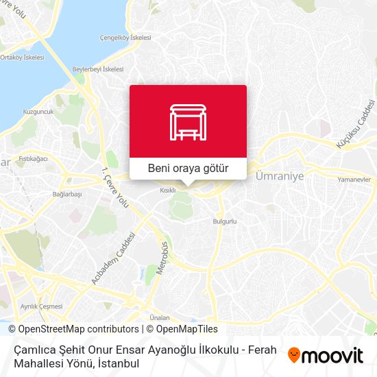 Çamlıca Şehit Onur Ensar Ayanoğlu İlkokulu - Ferah Mahallesi Yönü harita