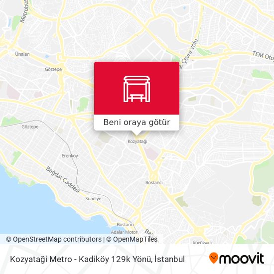 Kozyataği Metro - Kadiköy 129k Yönü harita