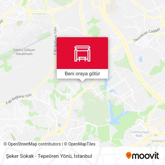 Şeker Sokak - Tepeören Yönü harita
