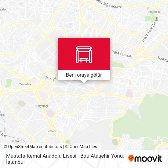 Mustafa Kemal Anadolu Lisesi - Batı Ataşehir Yönü harita