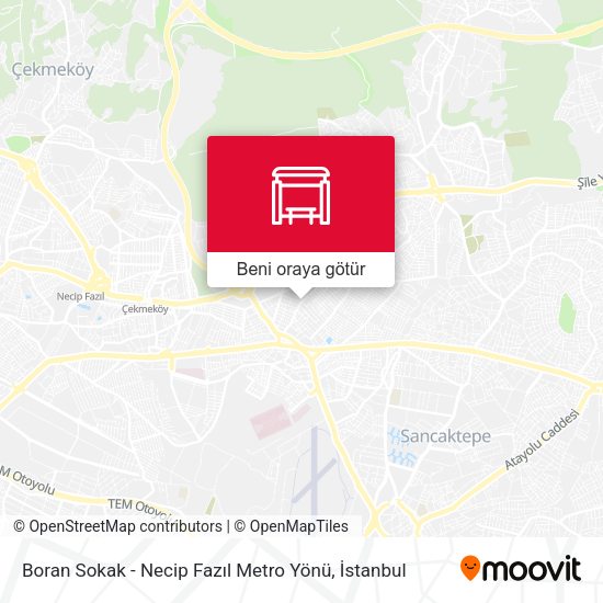 Boran Sokak - Necip Fazıl Metro Yönü harita
