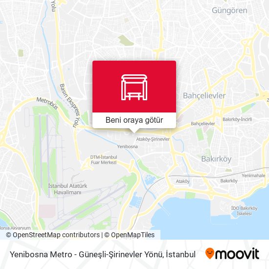 Yenibosna Metro - Güneşli-Şirinevler Yönü harita