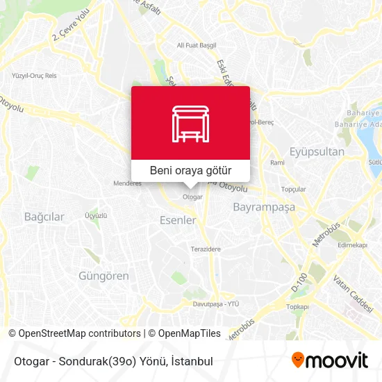 Otogar - Sondurak(39o) Yönü harita