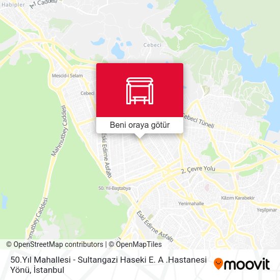 50.Yıl Mahallesi - Sultangazi Haseki E. A .Hastanesi Yönü harita