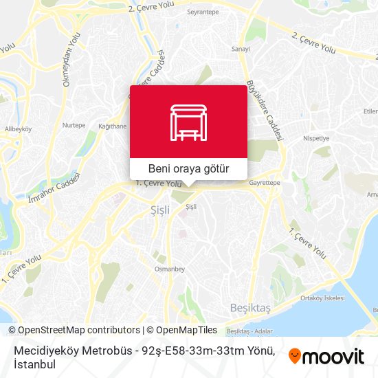 Mecidiyeköy Metrobüs - 92ş-E58-33m-33tm Yönü harita