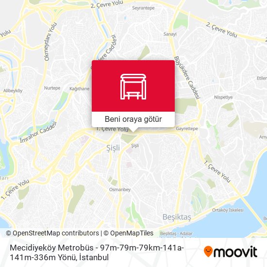 Mecidiyeköy Metrobüs - 97m-79m-79km-141a-141m-336m Yönü harita