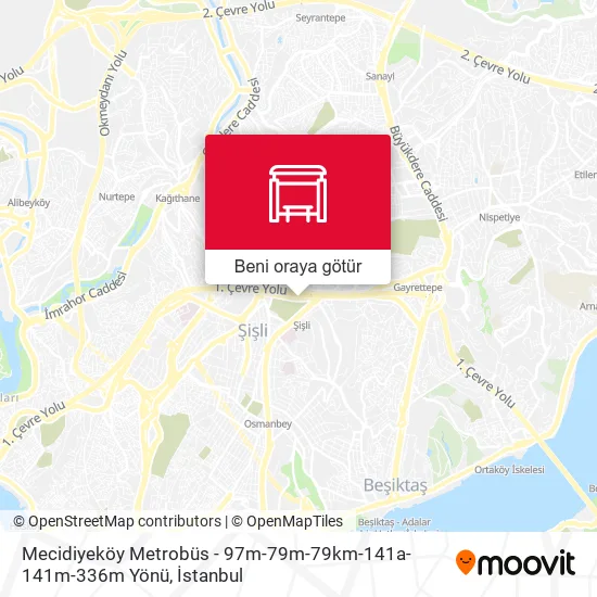 Mecidiyeköy Metrobüs - 97m-79m-79km-141a-141m-336m Yönü harita