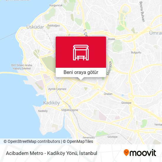 Acibadem Metro - Kadiköy Yönü harita