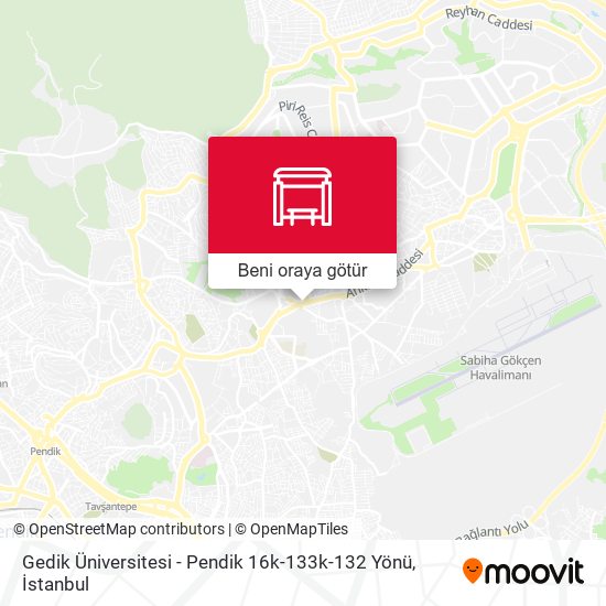 Gedik Üniversitesi - Pendik 16k-133k-132 Yönü harita