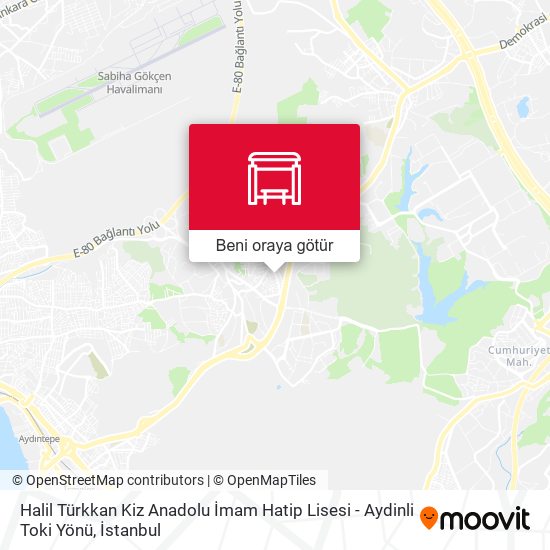 Halil Türkkan Kiz Anadolu İmam Hatip Lisesi - Aydinli Toki Yönü harita