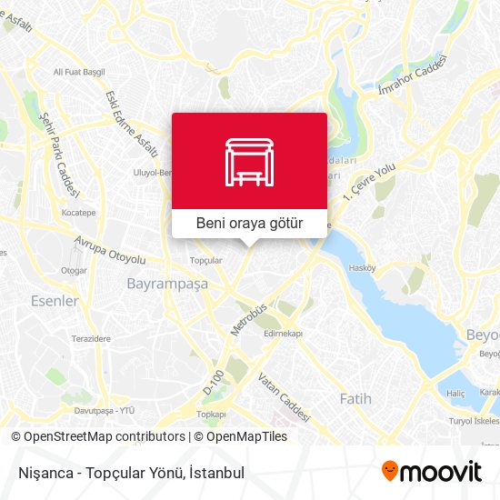 Nişanca - Topçular Yönü harita