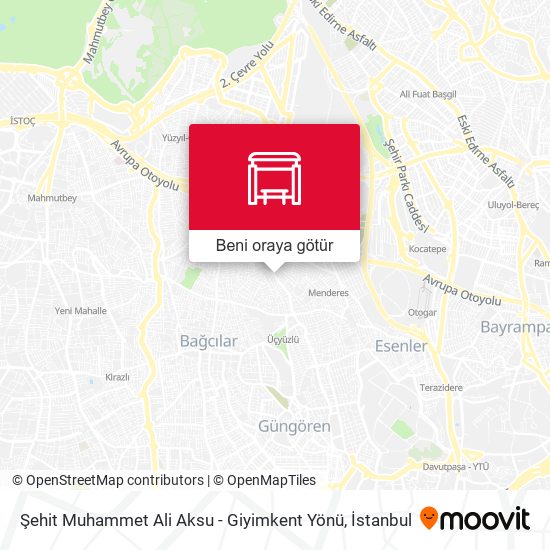 Şehit Muhammet Ali Aksu - Giyimkent Yönü harita