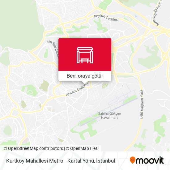 Kurtköy Mahallesi Metro - Kartal Yönü harita