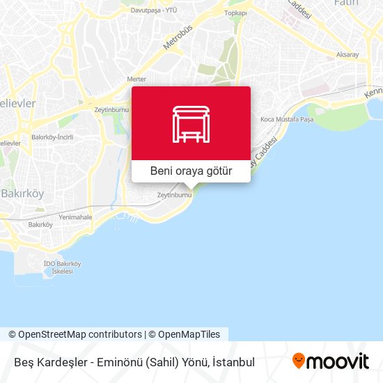 Beş Kardeşler - Eminönü (Sahil) Yönü harita