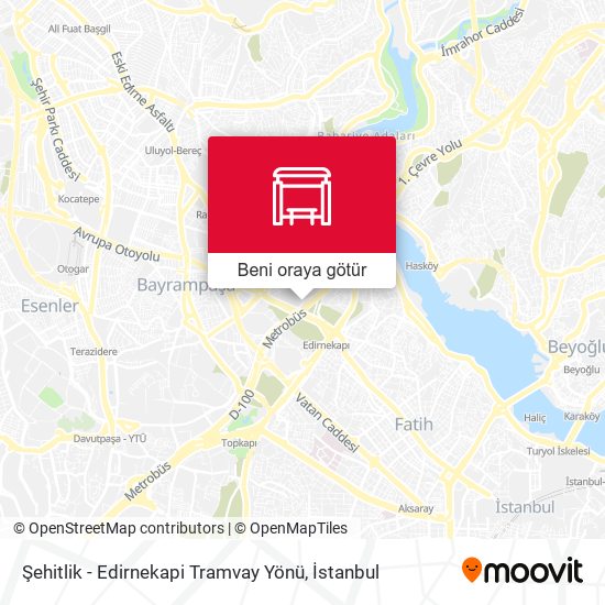 Şehitlik - Edirnekapi Tramvay Yönü harita