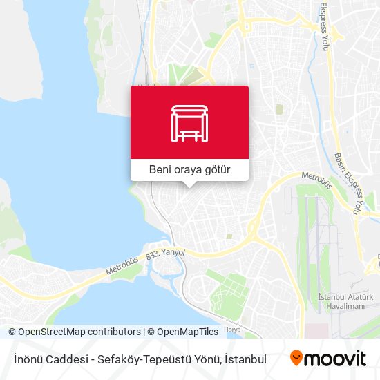 İnönü Caddesi - Sefaköy-Tepeüstü Yönü harita