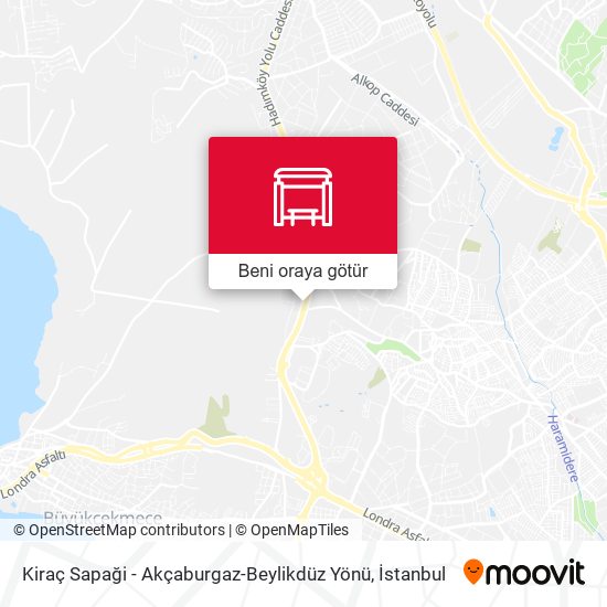Kiraç Sapaği - Akçaburgaz-Beylikdüz Yönü harita