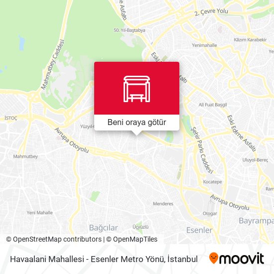 Havaalani Mahallesi - Esenler Metro Yönü harita