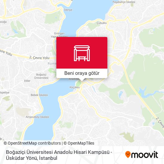 Boğaziçi Üniversitesi Anadolu Hisari Kampüsü - Üsküdar Yönü harita