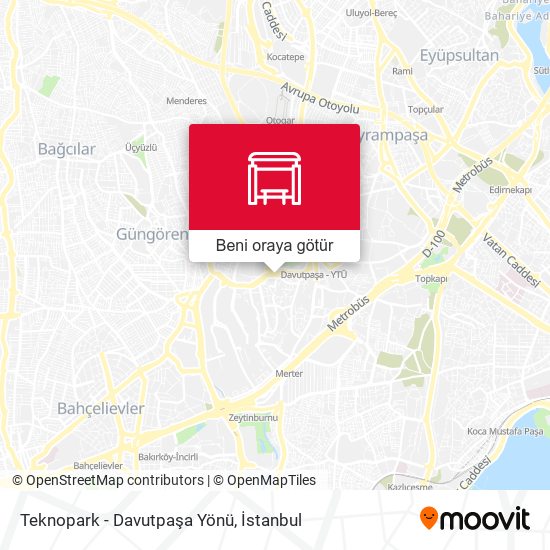 Teknopark - Davutpaşa Yönü harita